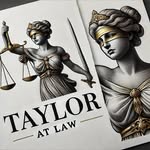 Logo design featuring Lady Justice for Taylor at Law.