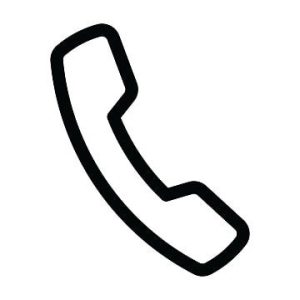 Simple black and white telephone handset icon.